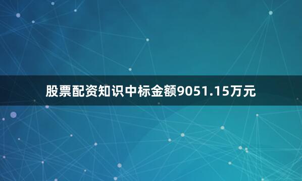 股票配资知识中标金额9051.15万元