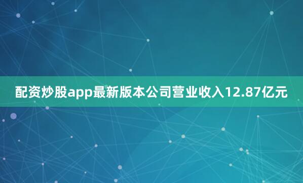 配资炒股app最新版本公司营业收入12.87亿元